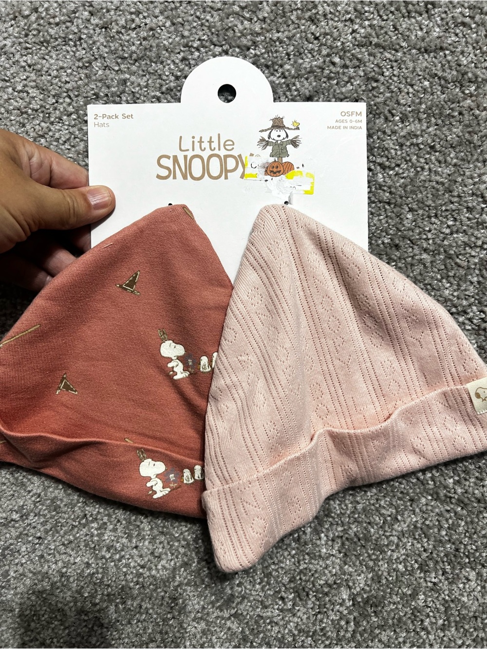 Little Snoopy Baby Newborn 0-6 months Peanuts 2 Pack Hats New